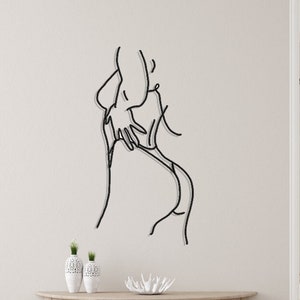 Metal Line Art, Woman Body Bathroom Decor Minimalist Line Art, One Drawing Line Art, Metal Wall Art, Wall Decor, Bedroom Decor ,Gift For Her