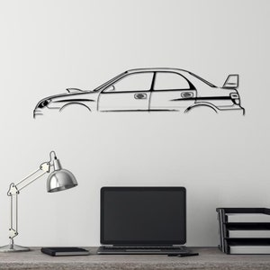 Subaru Impreza Metal Car Wall Art: Garage Decor, Automotive Sign