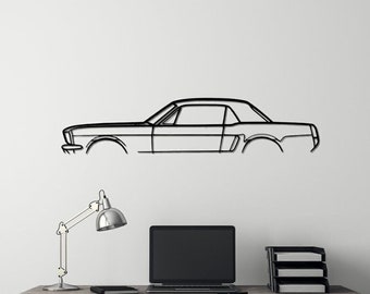 1965 Mustang klassieke silhouet metalen auto kunst aan de muur, autogarage muur decor, automotive teken, cadeau voor hem, decor van auto, gepersonaliseerd cadeau