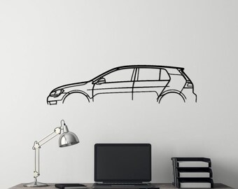 Golf 7 R klassieke silhouet metalen auto kunst aan de muur, autogarage muur decor, automotive teken, cadeau voor hem, decor van auto, gepersonaliseerd cadeau