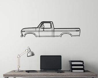 F-100 Silhouette Metal Car Wall Art: Garage Decor, Automotive Sign