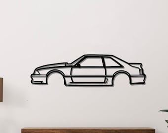 Mustang Foxbody Silhouette Metal Wall Art: Car Garage Decor