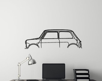 Mini arte de pared de coche de metal de silueta clásica, decoración de pared de garaje de coche, letrero automotriz, regalo para él, decoración del coche, regalo personalizado
