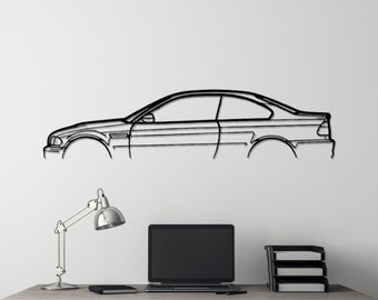 E46 M3 Silhouette Car Metal Wall Art: Garage Decor