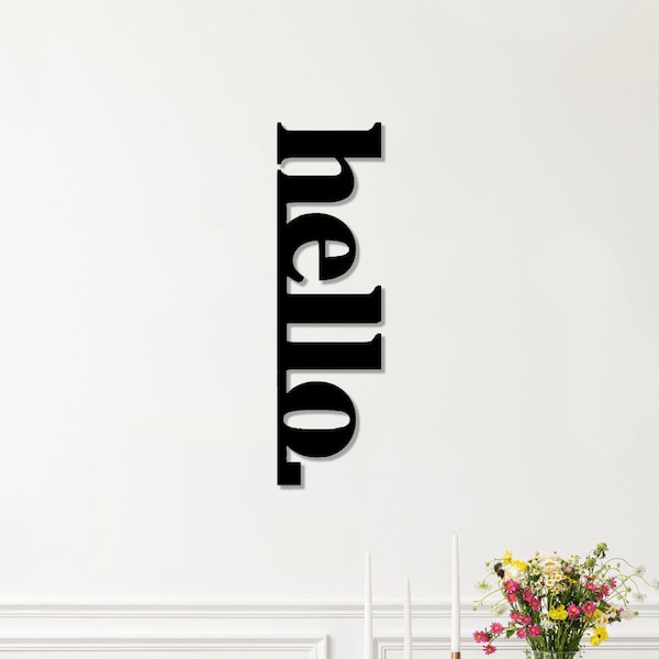 Hello Metal Large Wall Art, Front Door Decor, Wall Hangings, Front Porch Sign, Outdoor Decor, Wall Decor, Home Decor, Christmas Gift