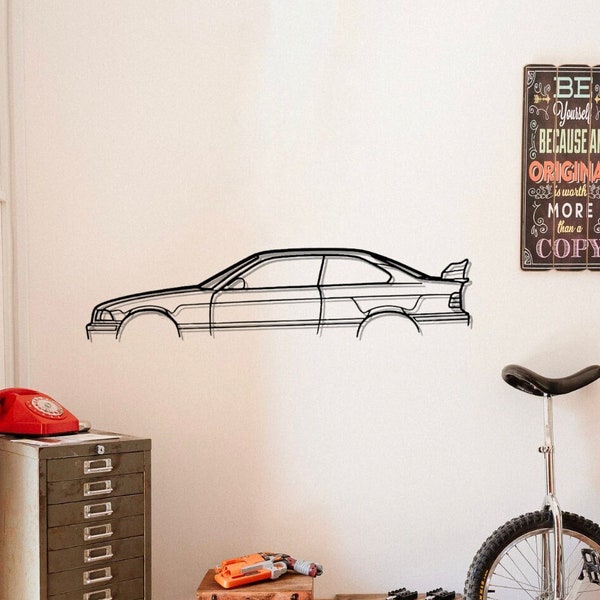 E36 M3 Silhouette Car Metal Wall Art, Car Garage Wall Decor, Automotive Sign, Gift For Him, Decor Of Car, Custom Car Wall Art