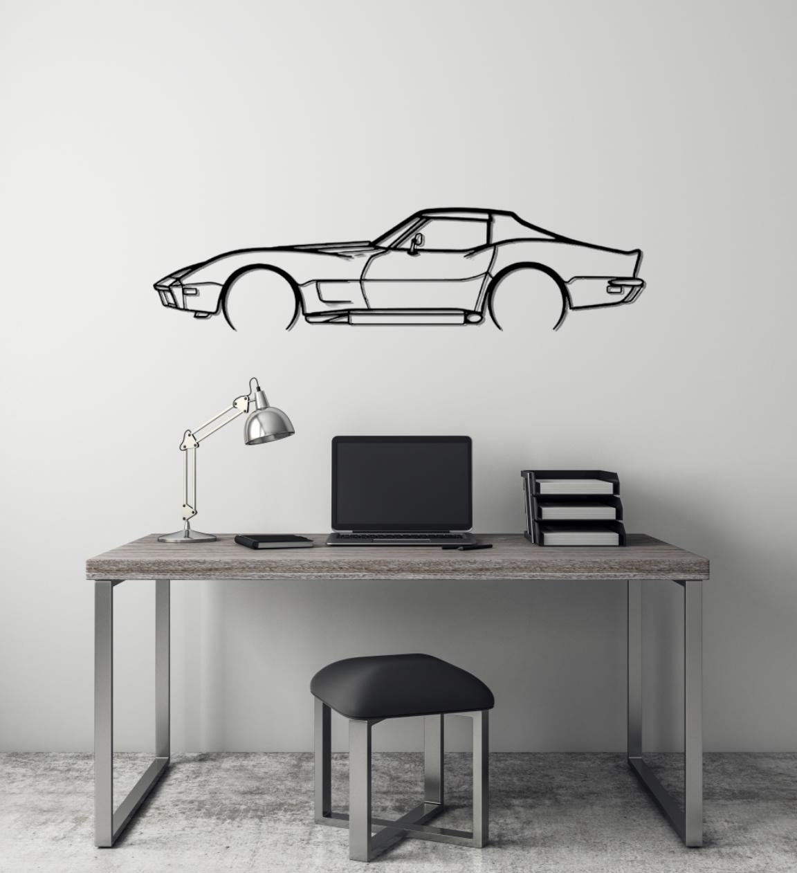 C3 Corvette Metal Wall Art: Garage Decor, Automotive Sign