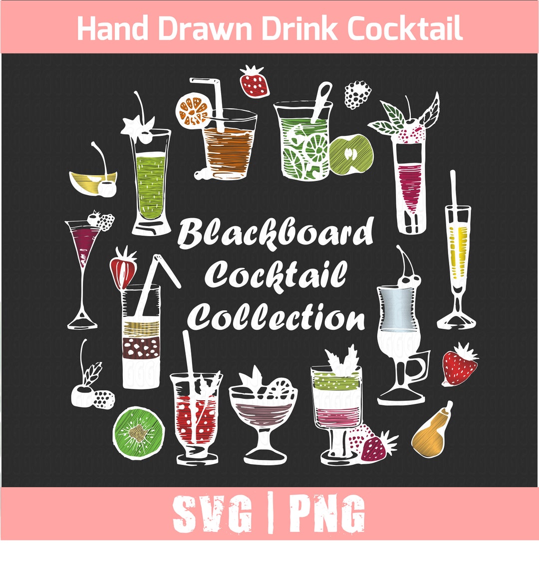 Hand Drawn Drink Illustrations SVG & PNG Files Cocktail Clip Art ...