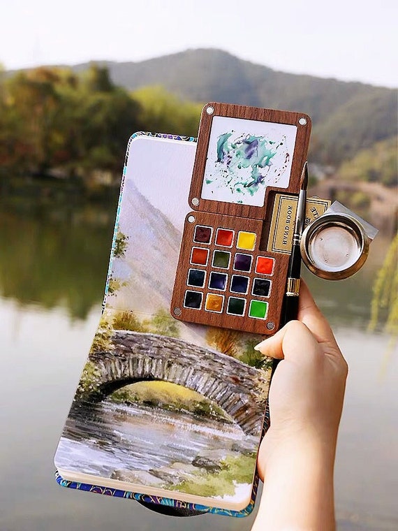 Foldable Solid Watercolor Paint Set Travel Pocket Watercolor Kit