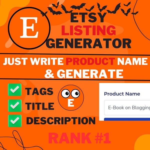 GÉNÉRATEUR DE LISTE ETSY pour les petites entreprises | IA pour Etsy | Titre, tags et description Générateur | Classement sur Etsy | Générateur de mots clés Etsy.