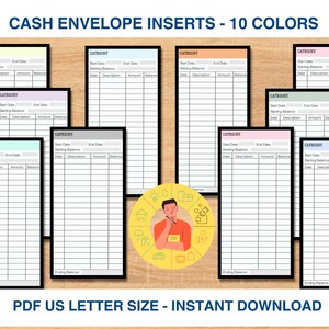 Cash Envelope Inserts, Cash Envelope Tracker, Money Tracker, Spending Tracker, Cash Transaction Register, Budget Tracker, Printable Inserts.