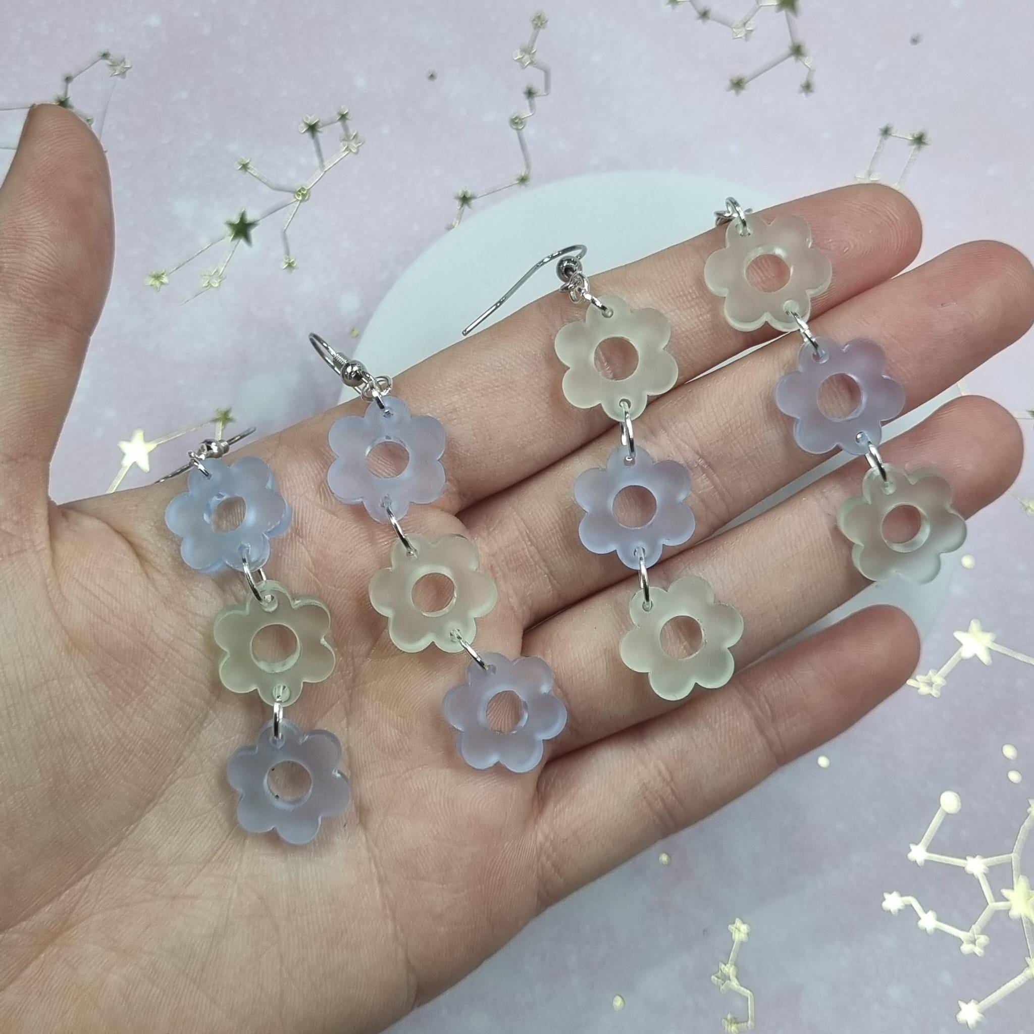 4 Paia Di Orecchini Pendenti Fiore Bohémien PHOGARY – Stile Anni '60 E '70 In Acrilico E Resina – Accessori Hippie Per Ragazze