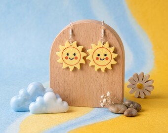 Kolczyki „Happy Sun” – Kawaii Sunshine Dangle Jewelry dla fantazyjnego stylu