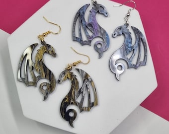 Dragon Acrylic Earrings: Gothic Fantasy Jewelry