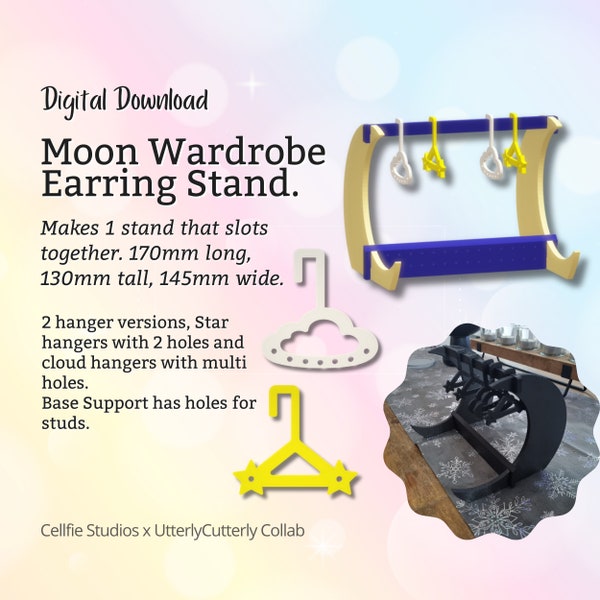 Crescent Moon Wardrobe Coat Hanger Earring Stand Stl Files - STL Digital File Download- Print Yourself Digital File