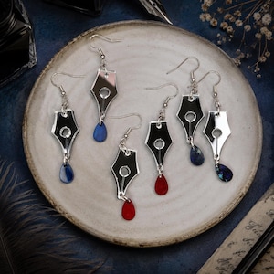 Pendientes con forma de plumilla – Pendientes colgantes de acrílico para escritores, joyería para amantes de los libros
