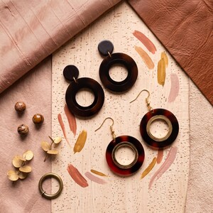 べっ甲サークルアクリルイヤリング - レトロミニマリスト軽量ジュエリー、ヴィンテージスタイルのボヘミアンシックギフト