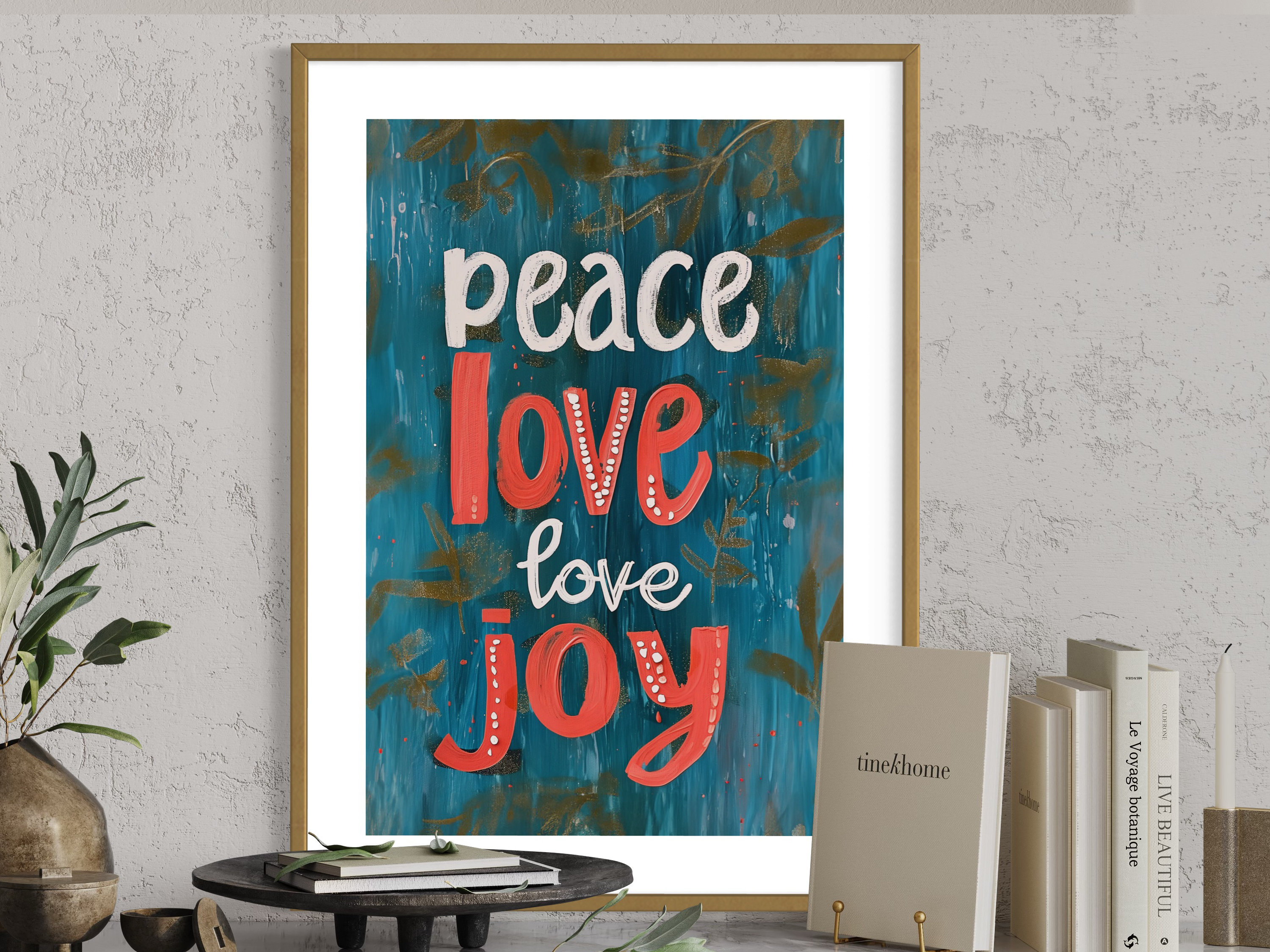 Peace Love Joy Typography Print: Modern Inspirational Wall Art ...