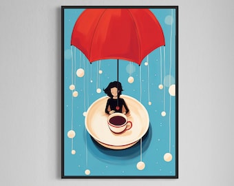 Coffee Illustration Art Print: Modern Kitchen Wall Decor (Digital Download)