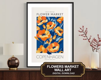 Flower Market Botanical Print: Modern Floral Wall Art (Digital Download)