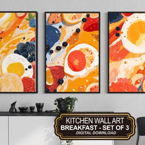 Breakfast Food Art Print Set: Modern Kitchen Decor (Digital Download)