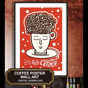 Coffee Cup Art Print: Modern Kitchen Wall Decor (Digital Download)