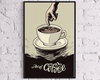 Funny Coffee Art Print: Kitchen Bar Cart Decor (Digital Download)