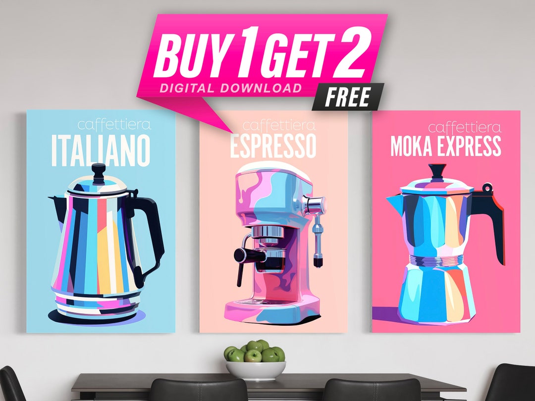 Retro Coffee Wall Art Moka Espresso Pot Coffee Bar Cart Etsy