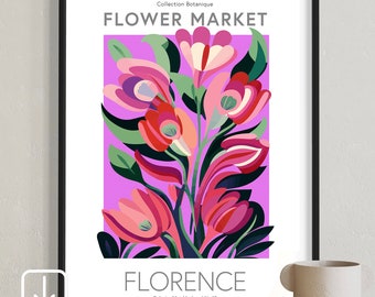 Florence Flower Market Print: Modern Botanical Wall Art (Digital Download)