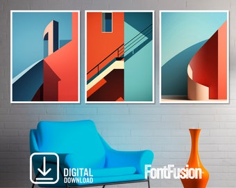 Modern Architecture Print Set: Mediterranean Wall Decor (Digital Download)