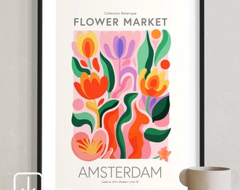 Amsterdam Flower Market Art Print: Modern Botanical Wall Decor (Digital Download)