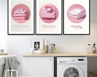 Laundry Room Art Prints: Set of 3 Pastel Decor (Digital Download)