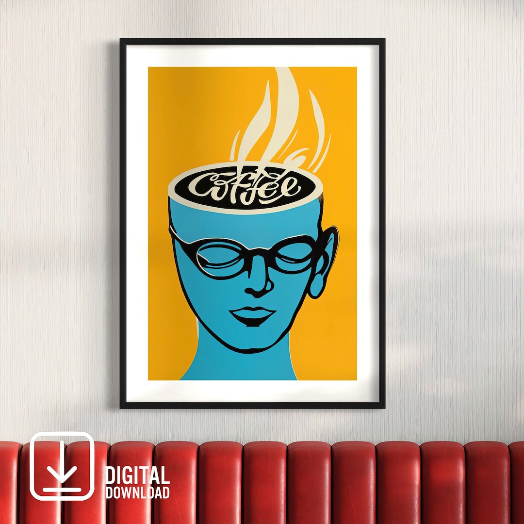 Coffee Cup Wall Art Instant Digital Download, Coffee Art Print, Coffee