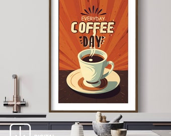 Retro Coffee Art Print: Coffee Lover Gift, Espresso Shop Decor (Digital Download)