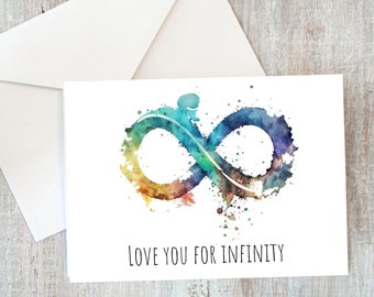 Love You For Infinity Card | Stunning Valentines Card, Anniversary Card or Wedding Day Card | Customisable Message Inside