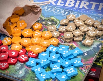Améliorations des jetons de joueur et des marqueurs de score pour le jeu de plateau Rebirth
