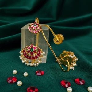 Jadau Kundan Half Moon Ear Cuffs: Indian Bridal Jewelry