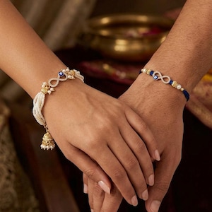 Bhaiya Bhabhi Rakhi Set / Evil Eye Infinity Rakhi Pair / Lumba Rakhi for Bhabhi / Rakshabandhan Gift for Brother and Sister in Law