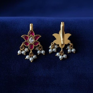 Jadau Kundan Floral Ear Cuffs: Indian Bridal Jewelry