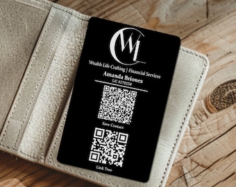 Tarjetas de visita metálicas personalizadas: Aluminio grabado con láser, tarjeta de contacto con código QR