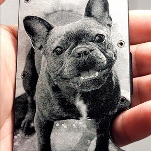 Personalized HD Photo Slim Wallet Customizable Minimalist Custom Metal Laser Engraved Wallet Family Photo Pet Photo Gift for Him