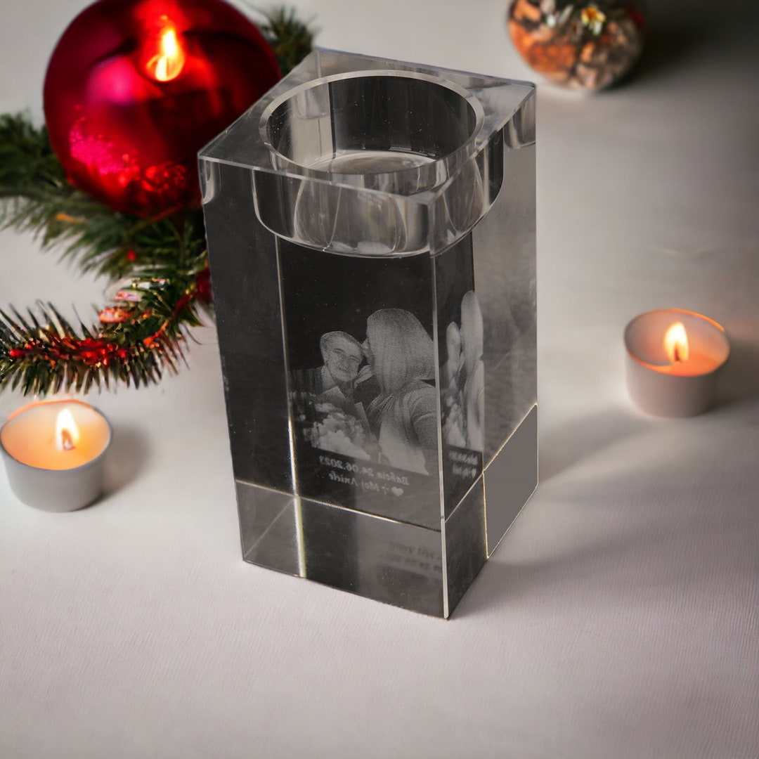 Personalized Photo Candle Holder Custom Crystal Candle Etsy