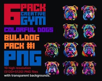 Colorido Bulldog Clip Art PNG Activos Digitales Fondo Transparente Paquete 1