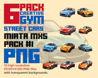 Street Cars Miata MX5 PNG Clip Art Activos digitales Camiseta Diseño Pack 1
