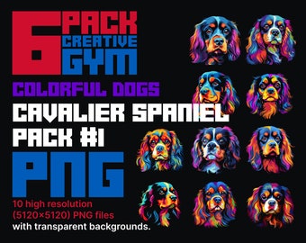 Colorido Cavalier King Charles Spaniel PNG Clip Art Activos digitales Fondo transparente