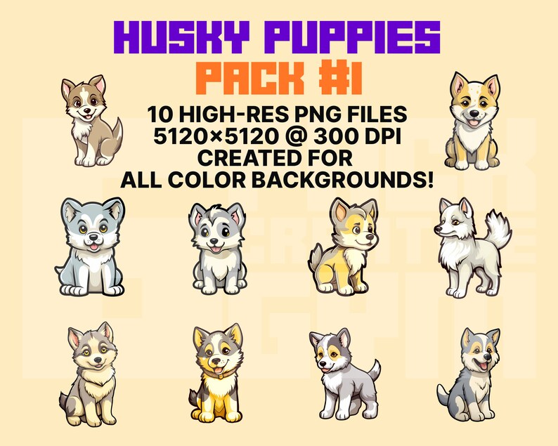 Cartoon Husky Clip Art Huskies PNG Digital Assets Transparent ...