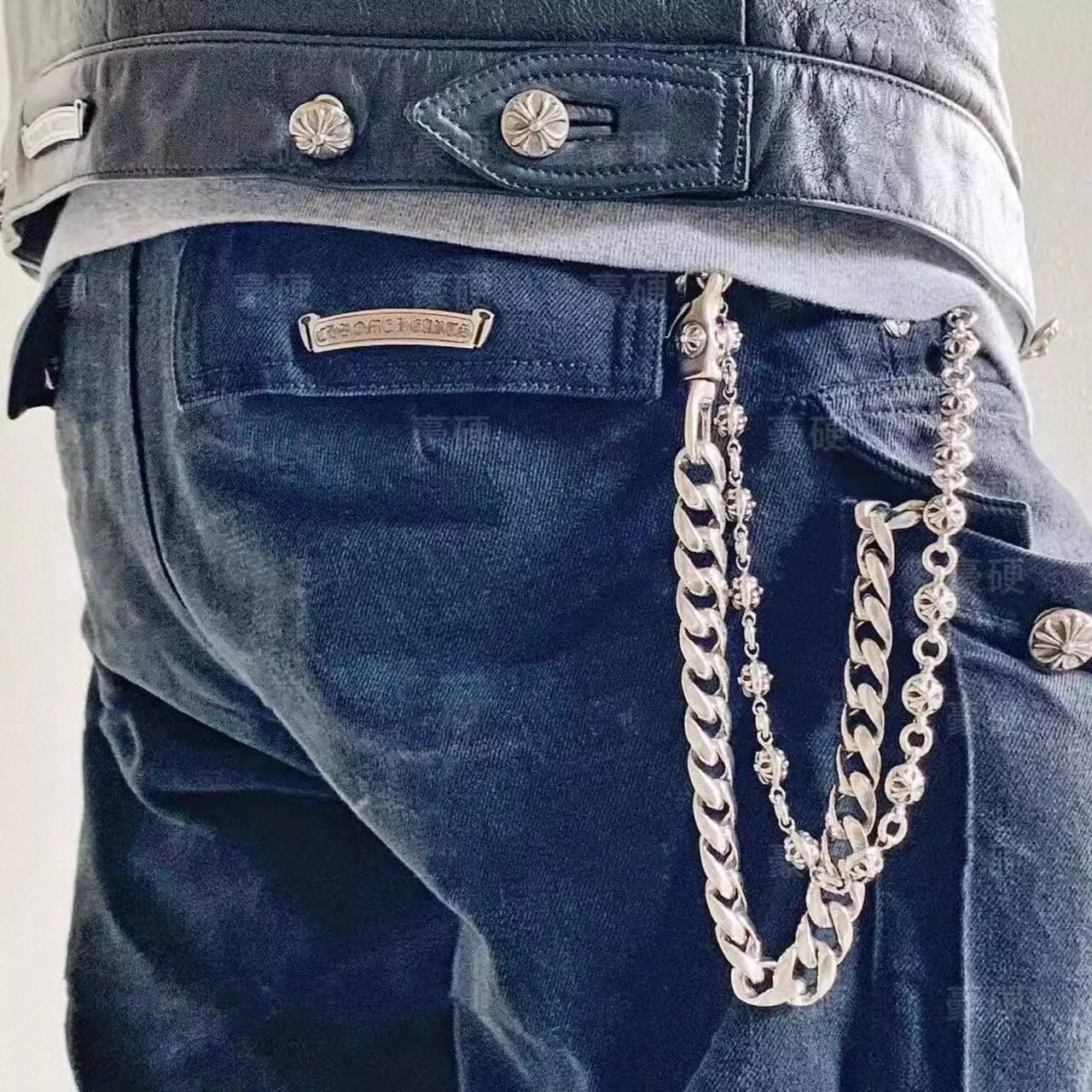 Metal Gold Silver Tone Multi Layer Hip Pant Chain, Wallet Purse
