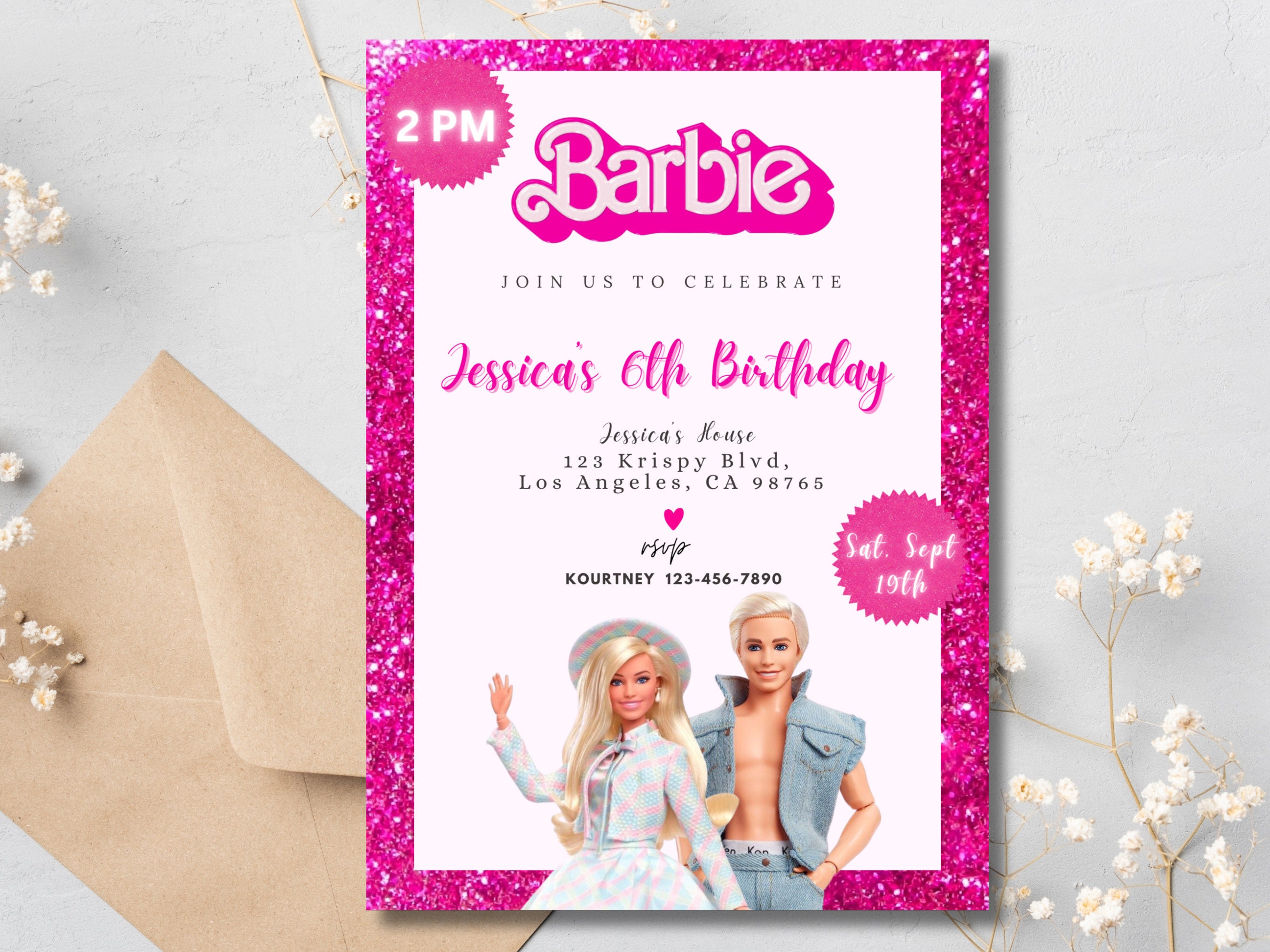 Editable Barbie Birthday Party Invitation Hot Pink Malibu - Etsy