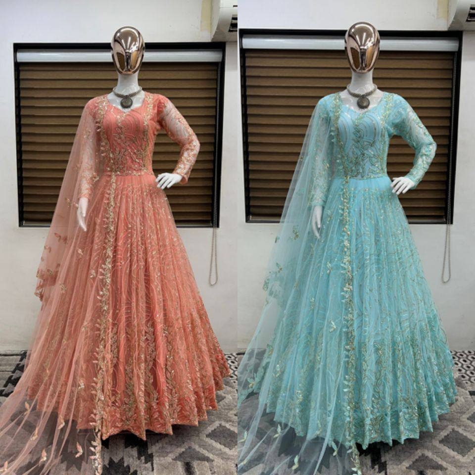 Buy online Party Wear Gown Baby Pink Colour from ethnic wear for Women by  Vishesh Creation for ₹14500 at 17% off | 2024 Limeroad.com