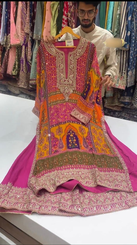 Women's Pink Anarkali suit set with Pants & Dupatta (3pcs set) - Pomcha  Jaipur | Pink anarkali suits, Cotton anarkali, Anarkali dress pattern